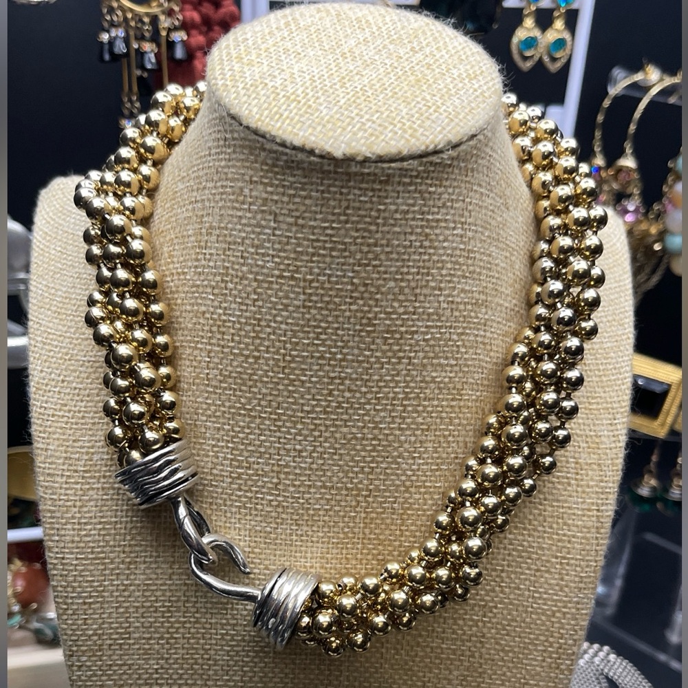 Vintage GIVENCHY Signed Multi-strand Ball Bead Hook Clasp Choker/Necklace